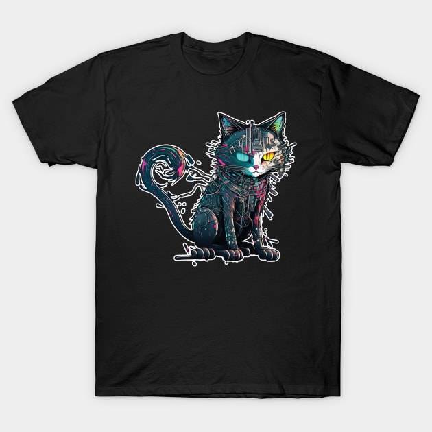 Cyber Kitty T-Shirt 3 T-Shirt by Focused Instability